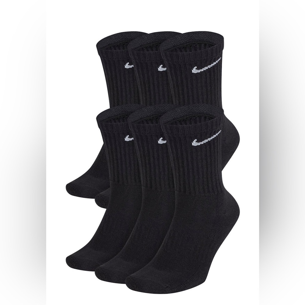 NIKE EVERYDAY DRI-FIT 6PAIR BLACK CREW SOCKS